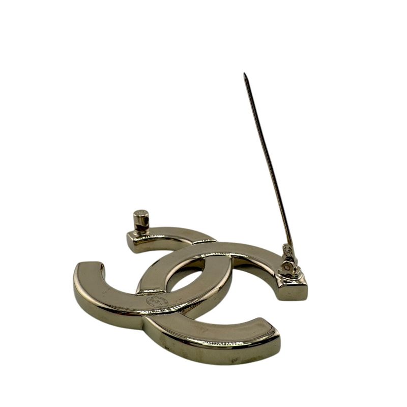 Chanel B25c Rhinestone Brooch Silver Ladies