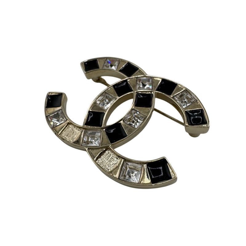 Chanel B25c Rhinestone Brooch Silver Ladies