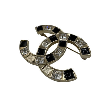 Chanel B25c Rhinestone Brooch Silver Ladies