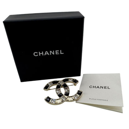 Chanel B25c Rhinestone Brooch Silver Ladies