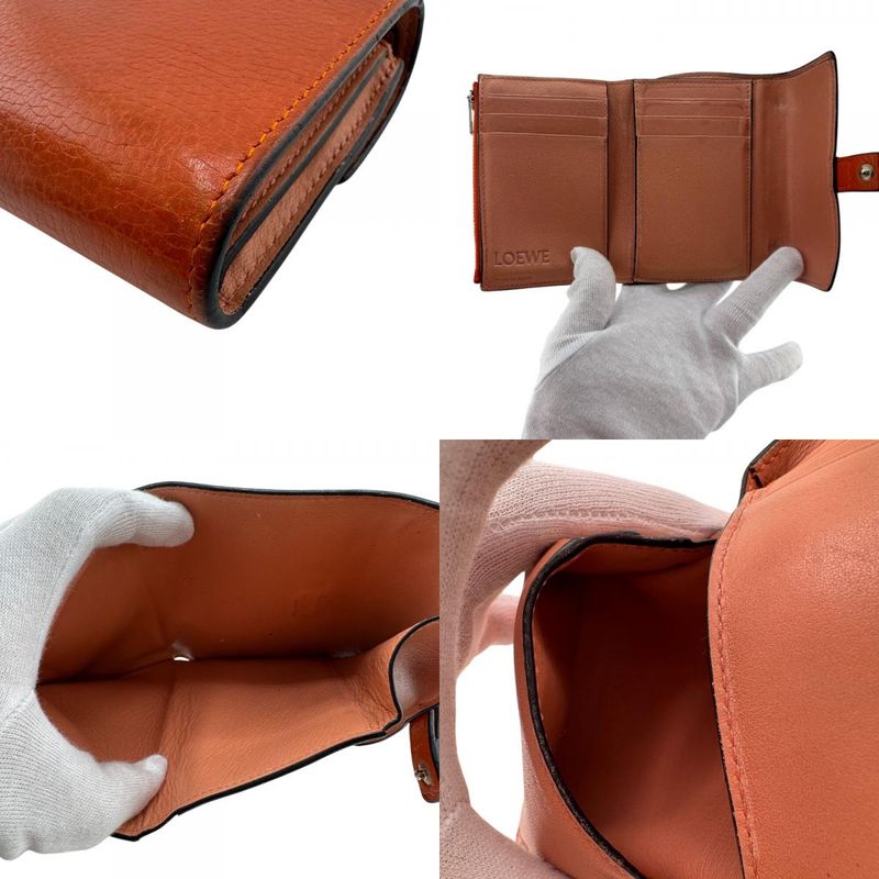 Loewe Small Vertical Wallet Trifold Wallet Brown Ladies