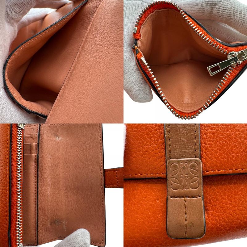 Loewe Small Vertical Wallet Trifold Wallet Brown Ladies