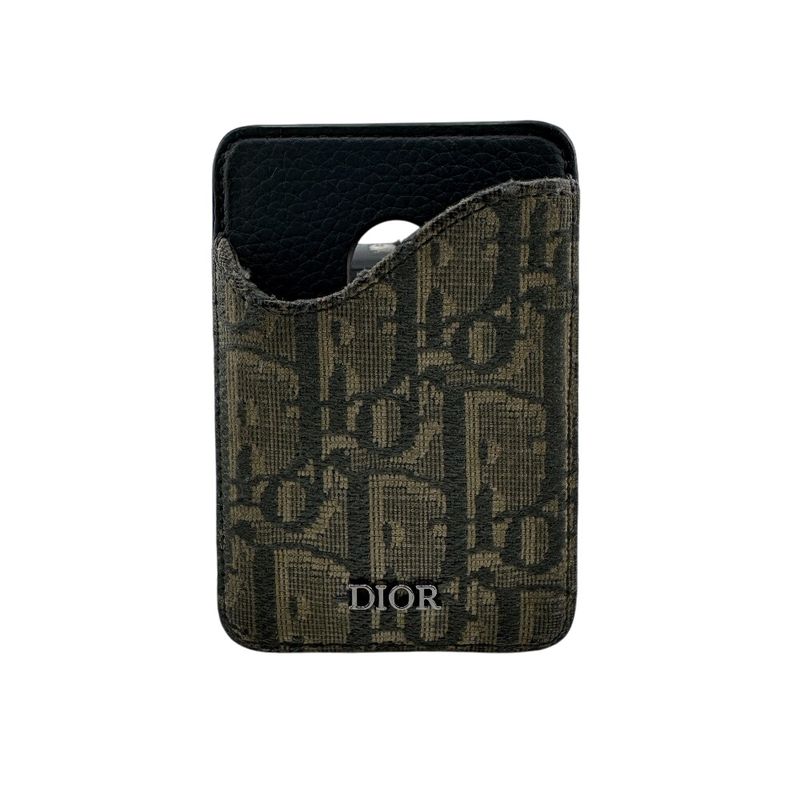 Dior Magnetic Card Holder Card Case Khaki Ladies