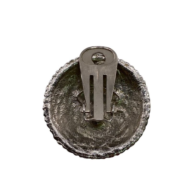 Chanel One Ear Only Round with Comet Large Logo Earrings Silver Ladies