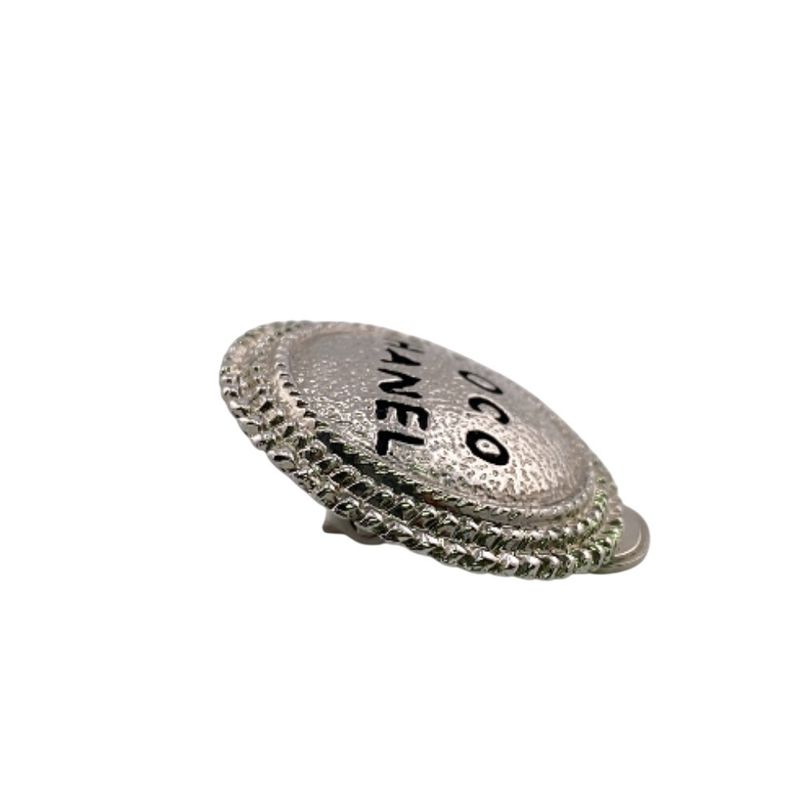 Chanel One Ear Only Round with Comet Large Logo Earrings Silver Ladies