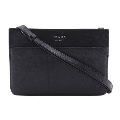 Prada Mini Shoulder Saffiano Black Unisex Shoulder Bag