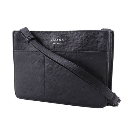 Prada Mini Shoulder Saffiano Black Unisex Shoulder Bag
