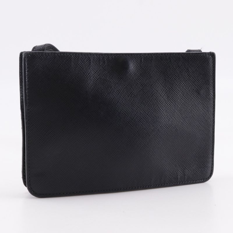 Prada Mini Shoulder Saffiano Black Unisex Shoulder Bag