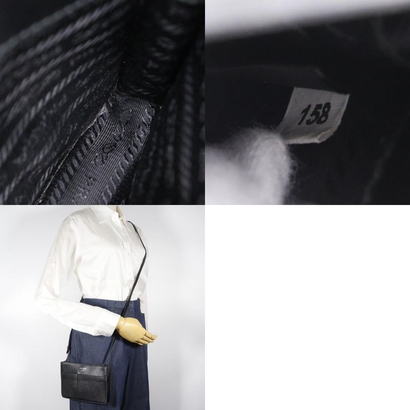 Prada Mini Shoulder Saffiano Black Unisex Shoulder Bag