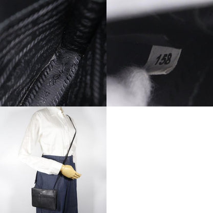 Prada Mini Shoulder Saffiano Black Unisex Shoulder Bag