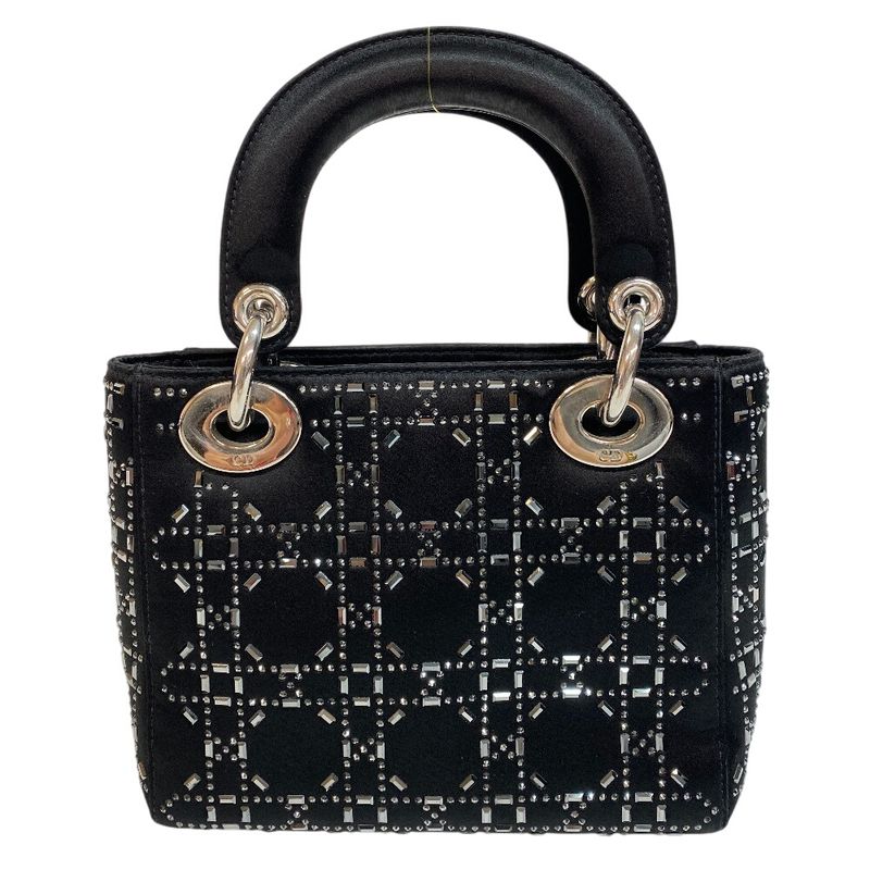 Christian Dior Lady Dior 2way Studded Handbag Bag Purse Brand Black Women