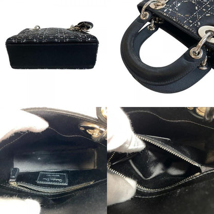 Christian Dior Lady Dior 2way Studded Handbag Bag Purse Brand Black Women