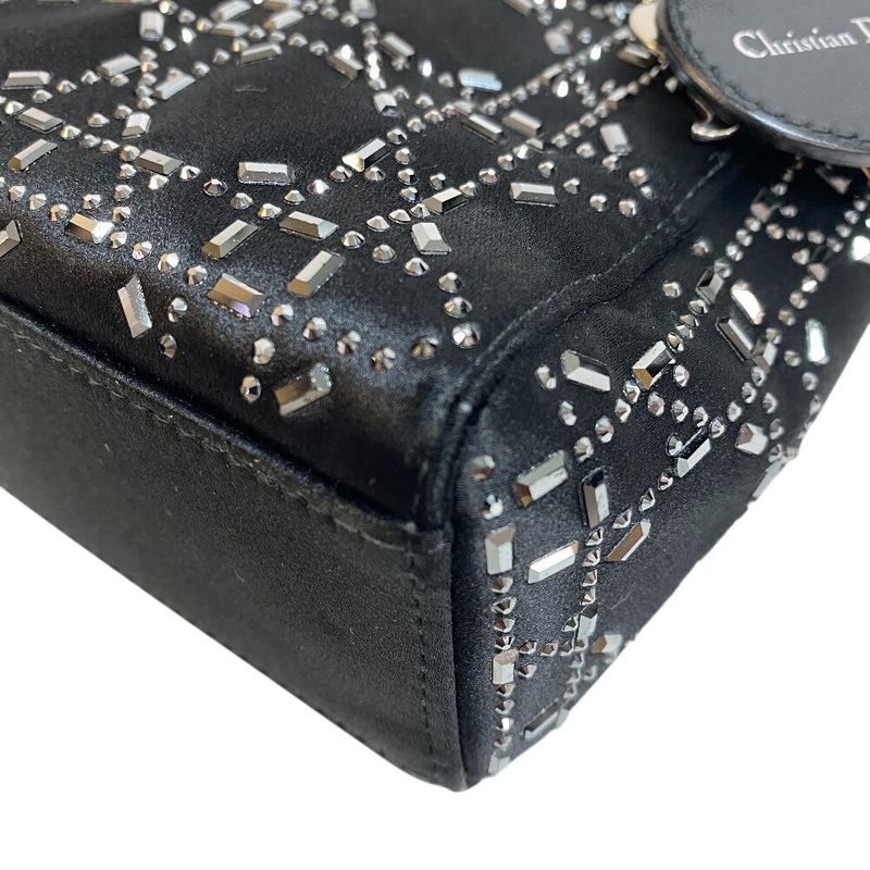 Christian Dior Lady Dior 2way Studded Handbag Bag Purse Brand Black Women