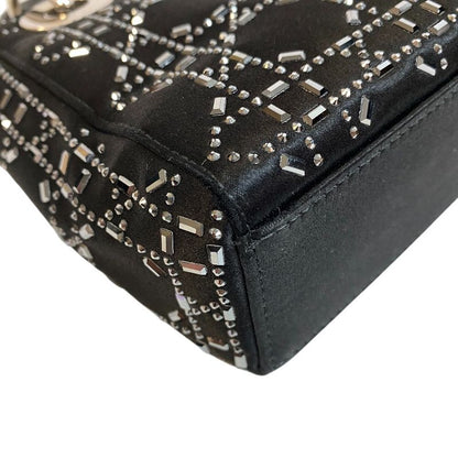 Christian Dior Lady Dior 2way Studded Handbag Bag Purse Brand Black Women