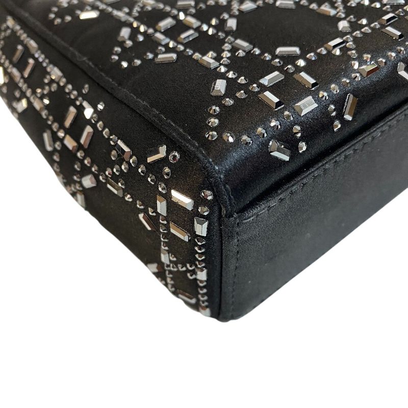 Christian Dior Lady Dior 2way Studded Handbag Bag Purse Brand Black Women