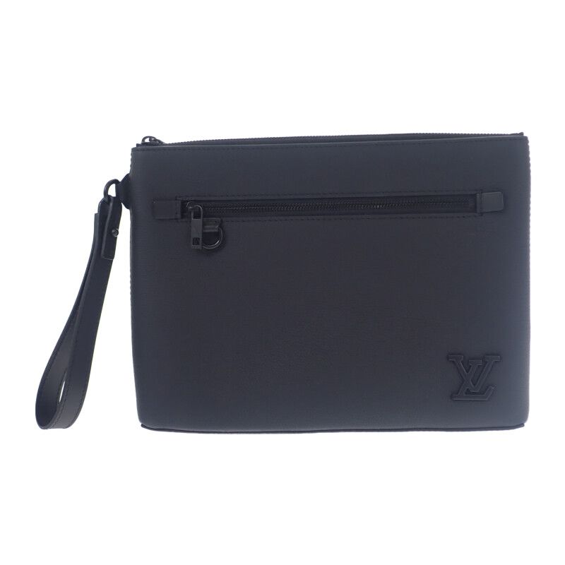 Louis Vuitton Take Off Pouch LV Aerogram M69837 Clutch Bag Grain Leather Noir