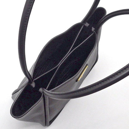 Prada Tote Bag Soft Grain Triangle Logo Mini Tote 1bg539 Black Leather Gold