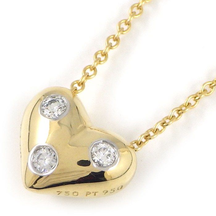 Tiffany & Co Tiffany & Co Necklace Dots Pinch Heart with 3 Point Diamonds 18k