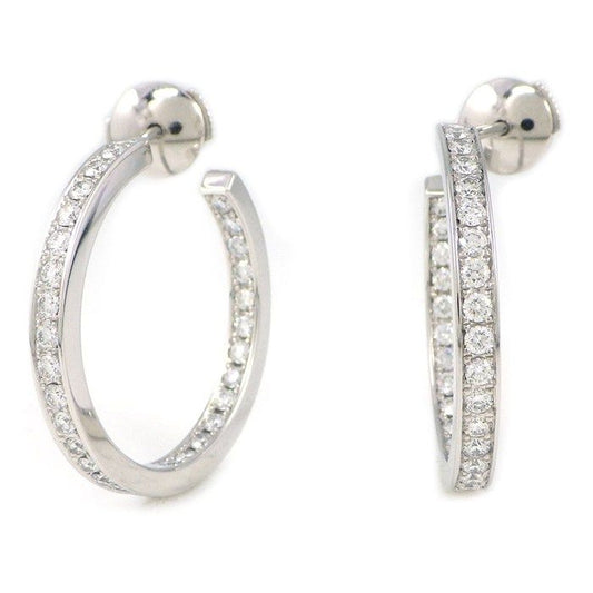 Cartier Earrings Classic Hoops with Diamonds 18k White Gold