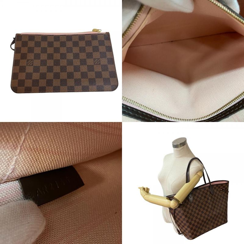 Louis Vuitton N40598 Neverfull MM Damier Tote Bag Purse Brand Shoulder Pink