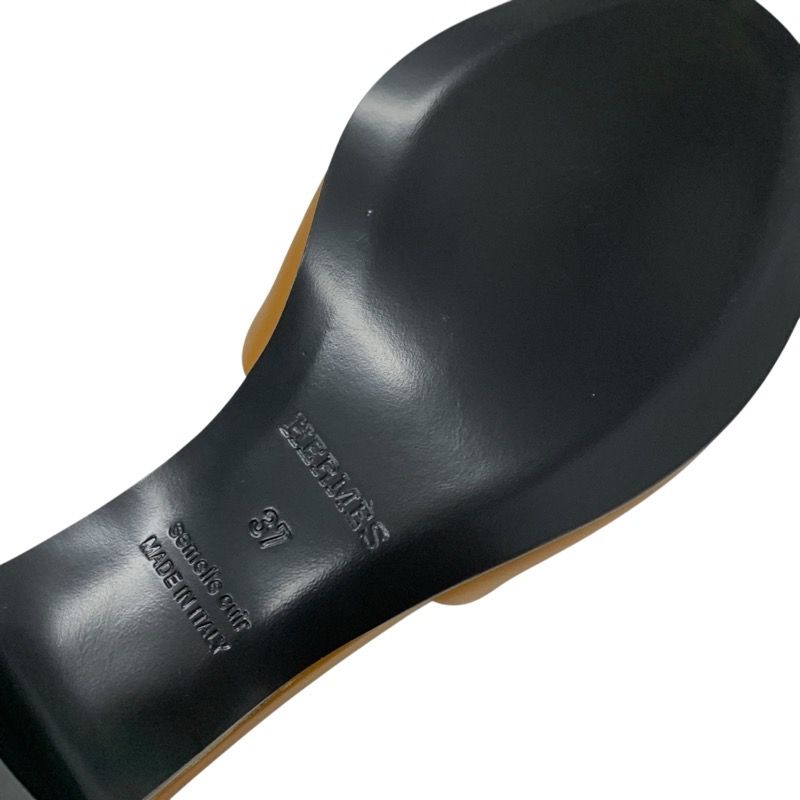 Hermes Dreamy Sandals Shoes Leather Brown Silver Unused Corriedo Chien Mule