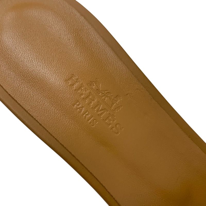 Hermes Dreamy Sandals Shoes Leather Brown Silver Unused Corriedo Chien Mule