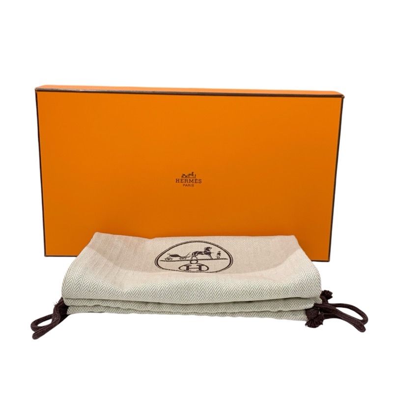 Hermes Dreamy Sandals Shoes Leather Brown Silver Unused Corriedo Chien Mule