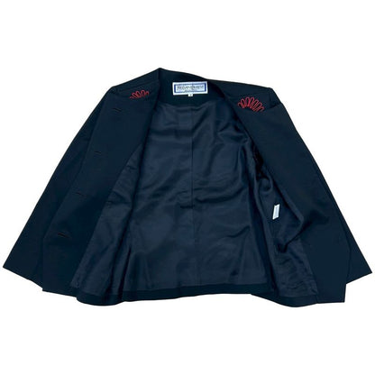 Yves Saint Laurent Vintage Embroidery Wool Collarless Jacket