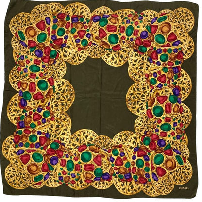 Chanel Gripore Scarf Khaki Bijoux Jewelry Women