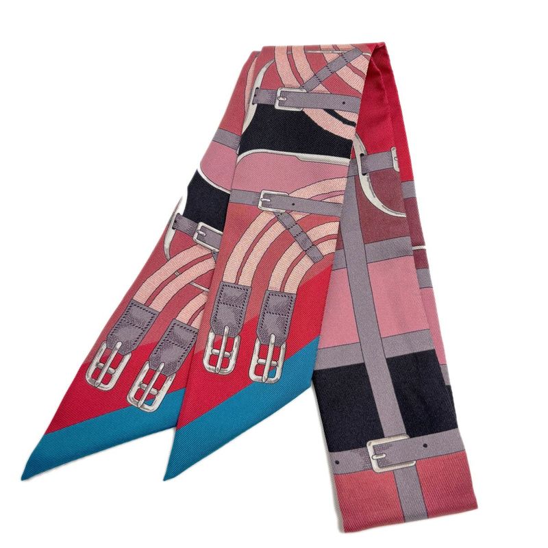 Hermes Twilly Scarf Belt Pattern Red