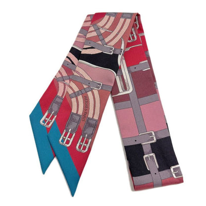 Hermes Twilly Scarf Belt Pattern Red