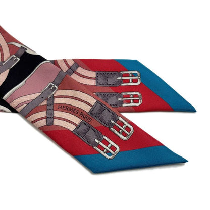 Hermes Twilly Scarf Belt Pattern Red