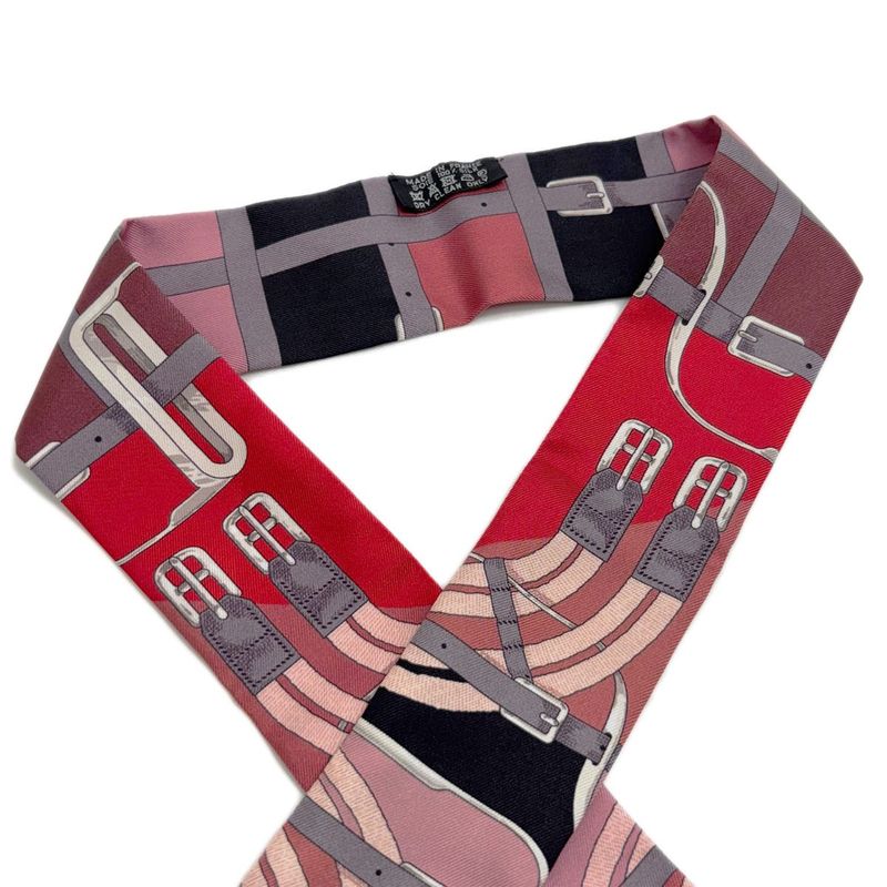 Hermes Twilly Scarf Belt Pattern Red
