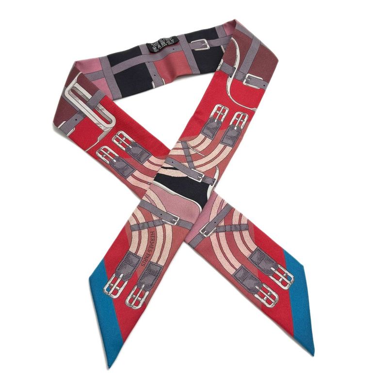Hermes Twilly Scarf Belt Pattern Red