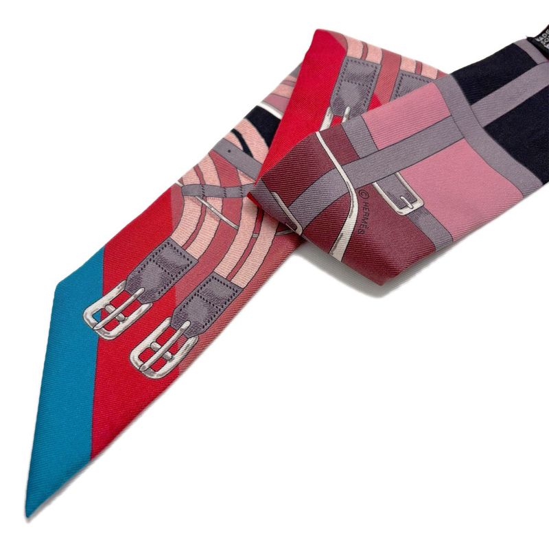 Hermes Twilly Scarf Belt Pattern Red
