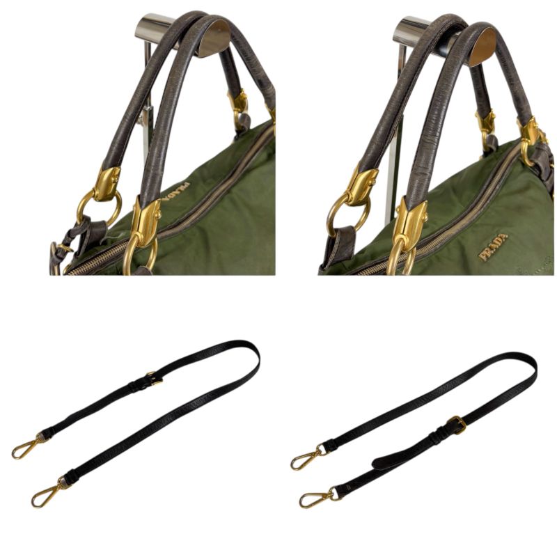 Prada 2WAY Shoulder Bag Tote Bag Tessuto Nylon Leather Khaki Green