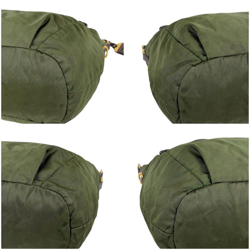 Prada 2WAY Shoulder Bag Tote Bag Tessuto Nylon Leather Khaki Green