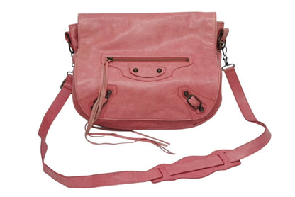 Balenciaga Folk Shoulder Bag Leather Pink Antique Gold