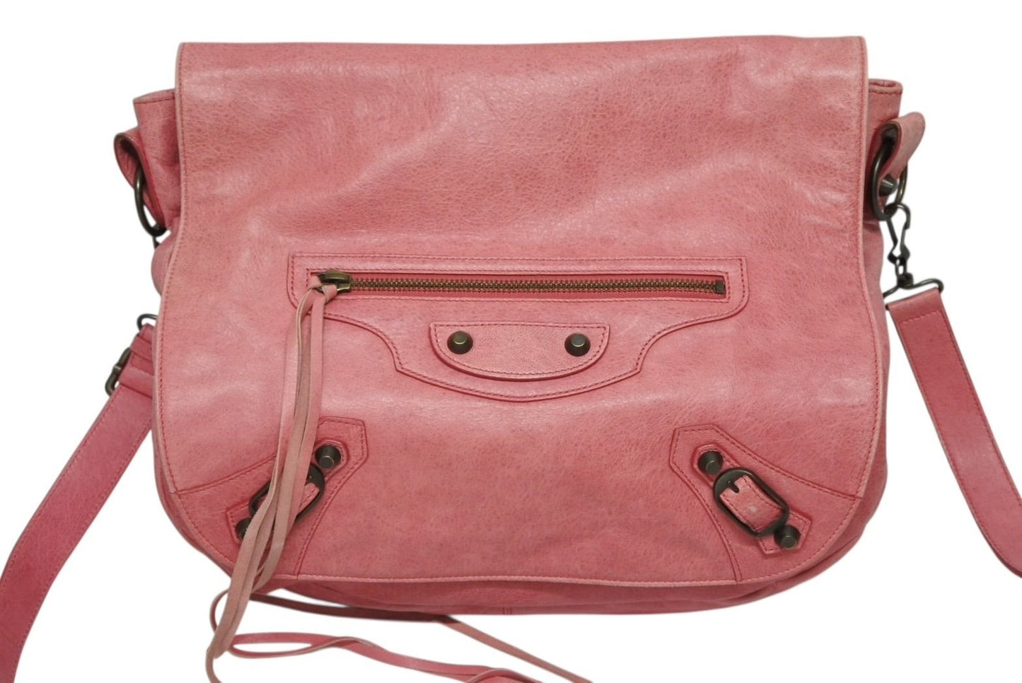 Balenciaga Folk Shoulder Bag Leather Pink Antique Gold — view 2