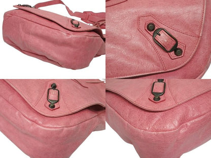 Balenciaga Folk Shoulder Bag Leather Pink Antique Gold — view 8
