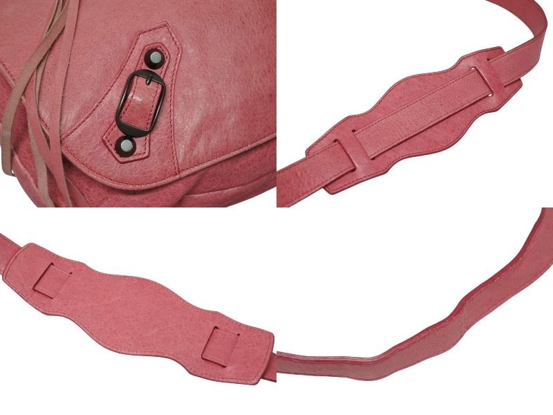 Balenciaga Folk Shoulder Bag Leather Pink Antique Gold — view 7