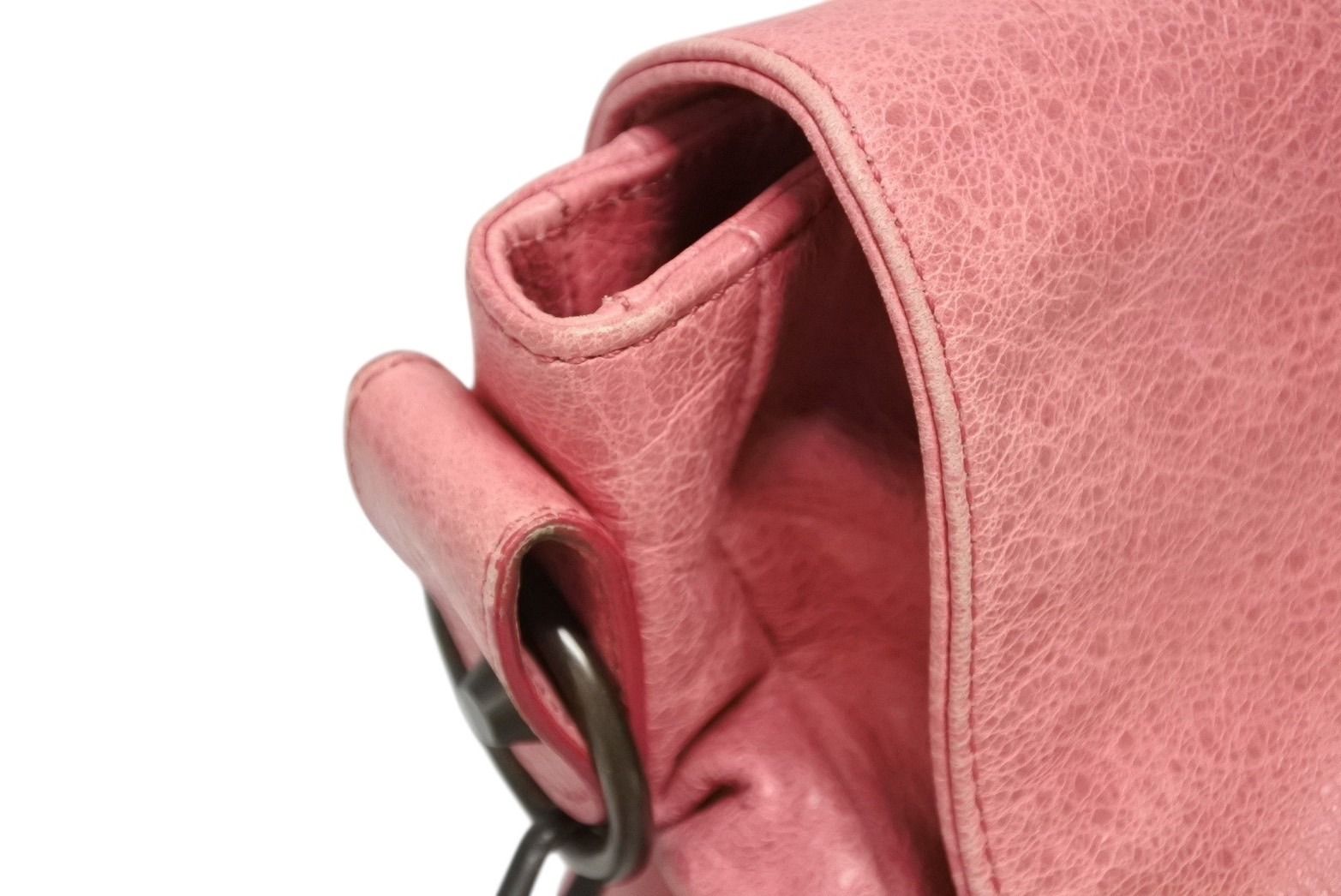 Balenciaga Folk Shoulder Bag Leather Pink Antique Gold — view 5