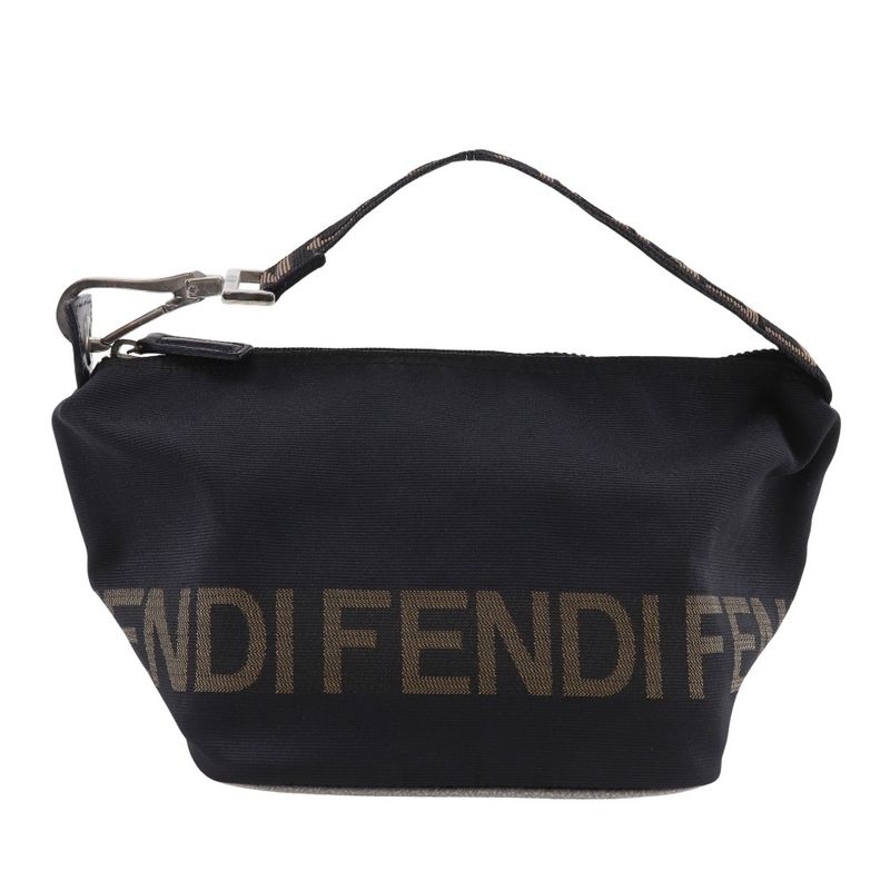 Fendi Logo One Handle Nylon Canvas Black Ladies Handbag
