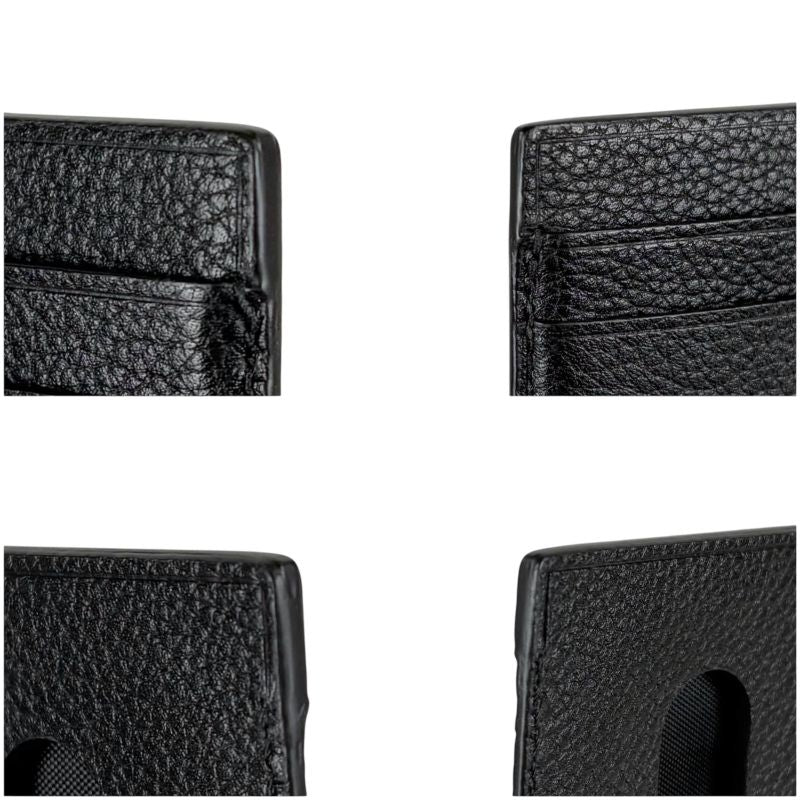 Balenciaga Magnetic Card Holder Black Leather Card Case Pass Case