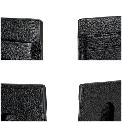 Balenciaga Magnetic Card Holder Black Leather Card Case Pass Case