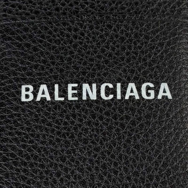 Balenciaga Magnetic Card Holder Black Leather Card Case Pass Case