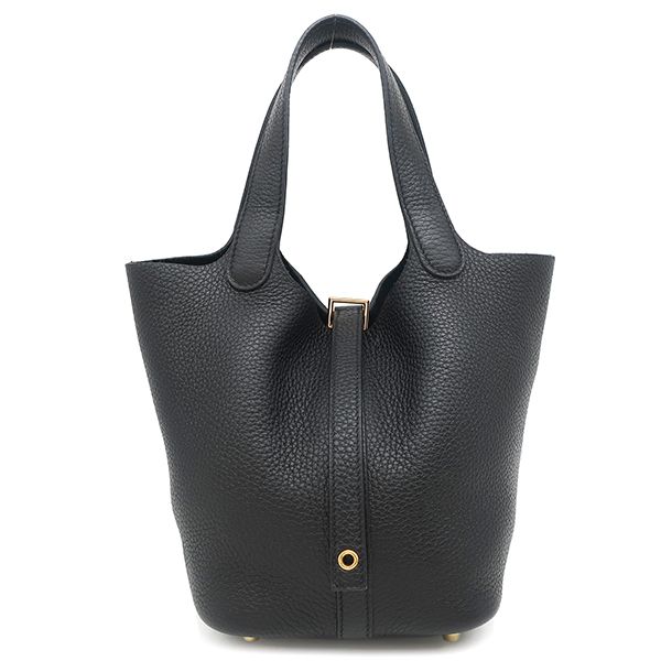 Hermes Handbag Picotin Lock PM Taurillon Clemence Black Gold Hardware Black U