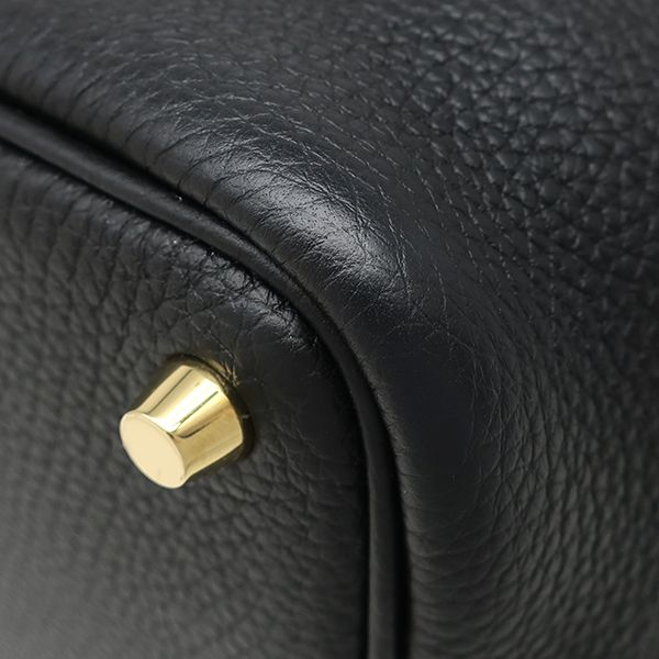 Hermes Handbag Picotin Lock PM Taurillon Clemence Black Gold Hardware Black U