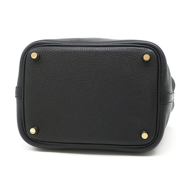 Hermes Handbag Picotin Lock PM Taurillon Clemence Black Gold Hardware Black U