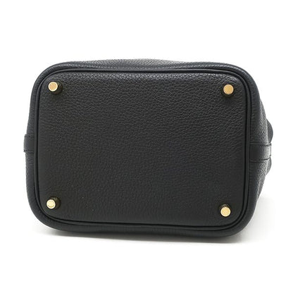 Hermes Handbag Picotin Lock PM Taurillon Clemence Black Gold Hardware Black U